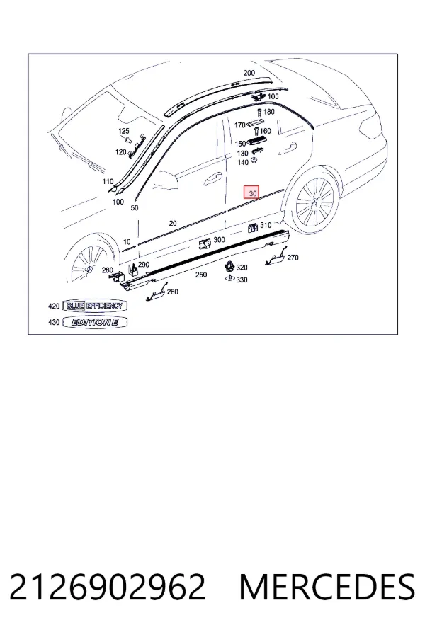 Молдинг задніх лівих дверей Mercedes A2126902962 ціна, від 45.61 USD