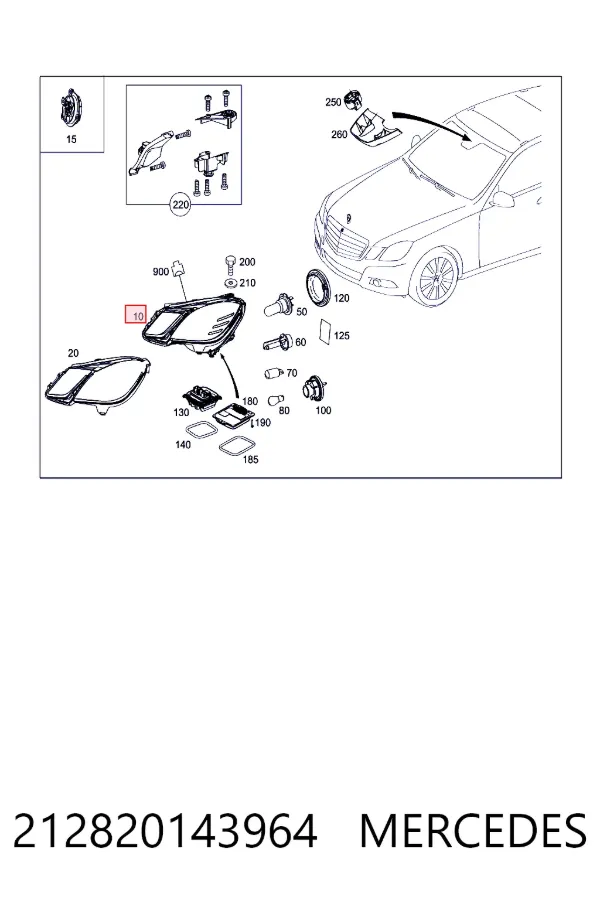 Купити A2128201439 Mercedes Права блок фара