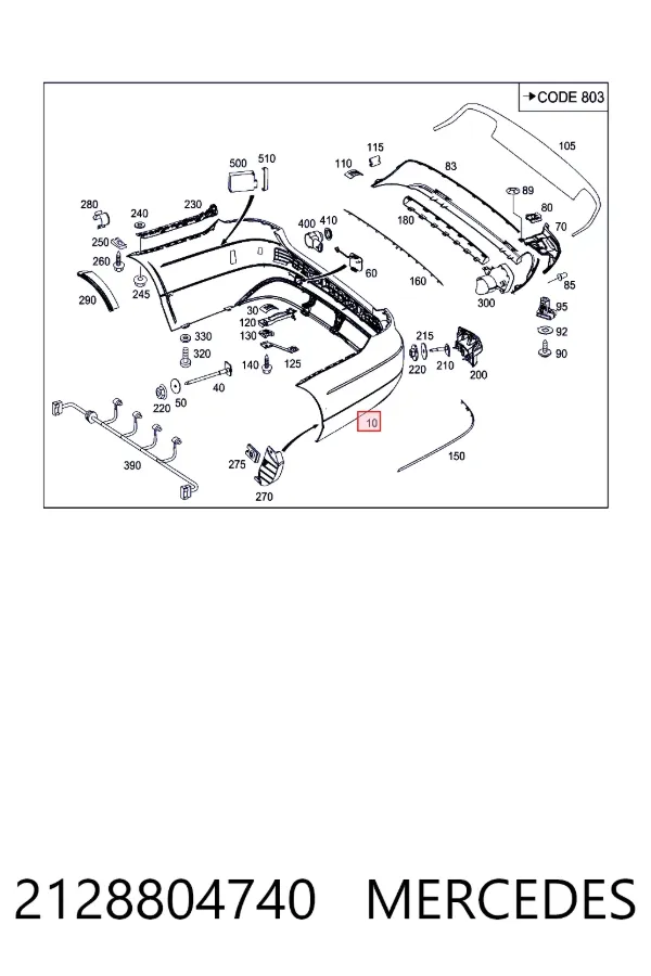 Купити A2128804740 Mercedes Задній бампер
