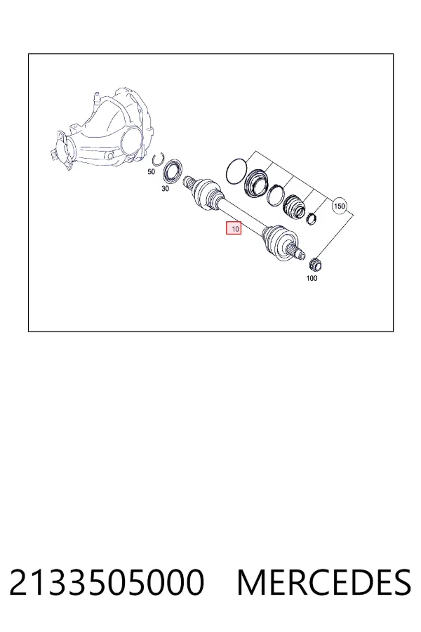 Піввісь задня, ліва Mercedes A2133505000 ціна, від 126.69 USD