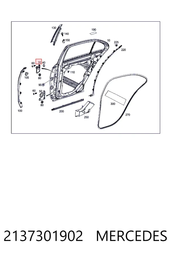 Петля задніх дверей, лівих Mercedes A2137301902