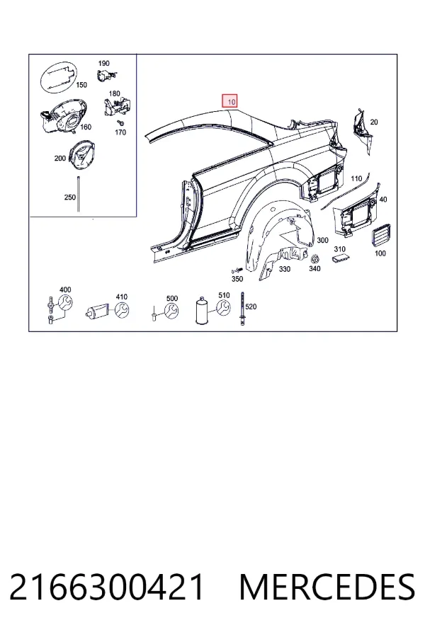 Купити A2166300421 Mercedes Крило заднє праве