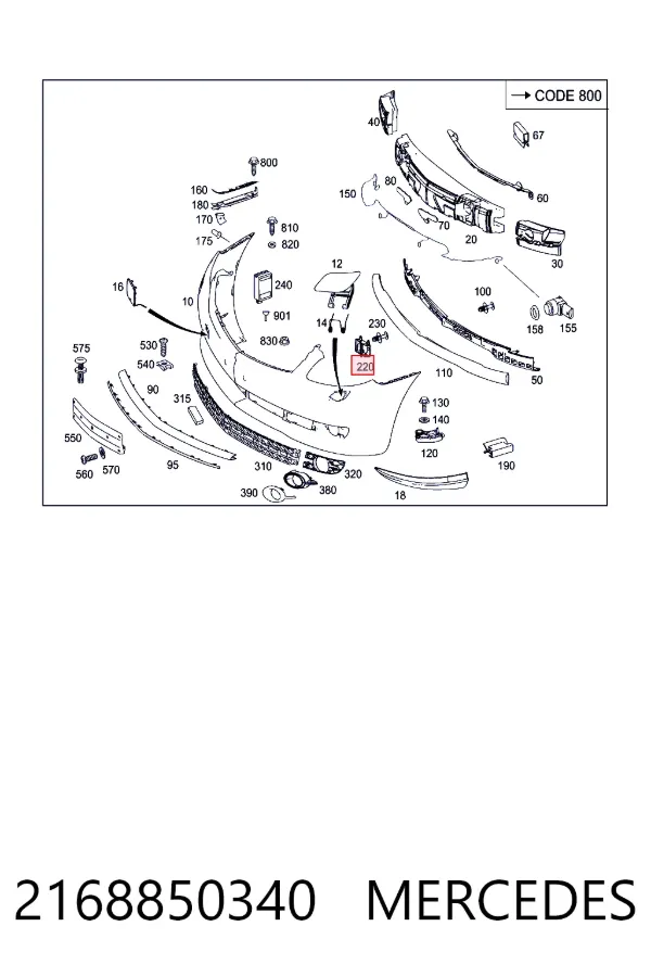  Mercedes A2168850340 ціна, від 25.34 USD
