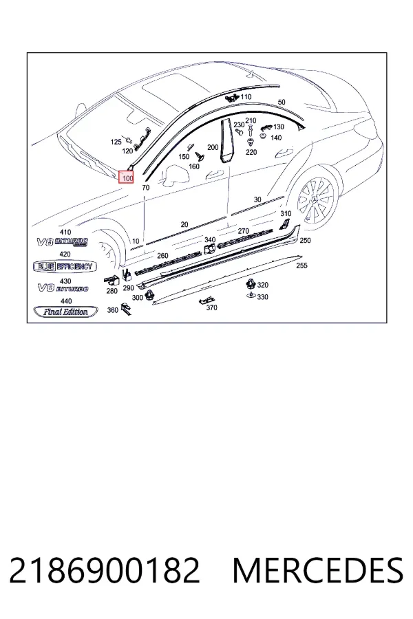 Молдинг даху, лівий A2186900182 Mercedes