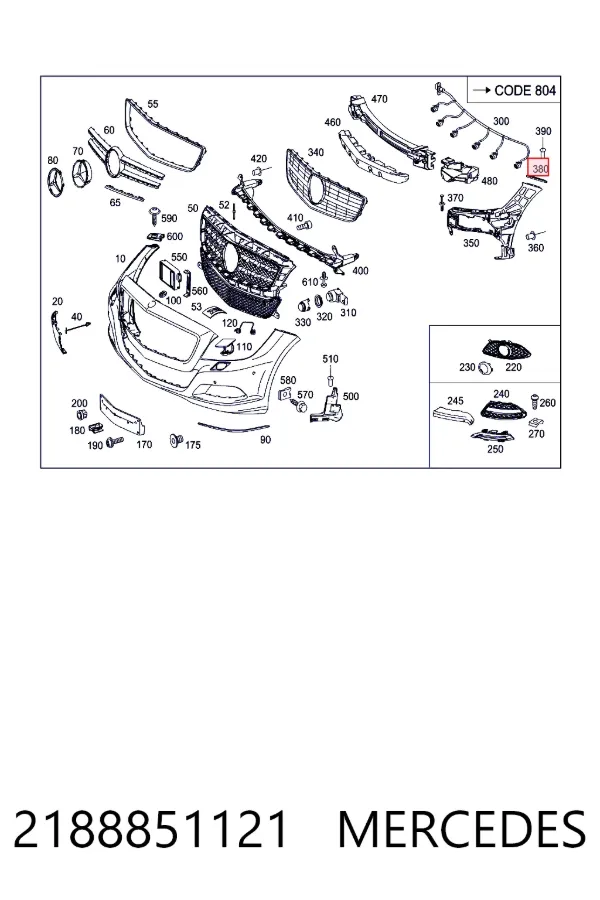 Кронштейн бампера переднього, лівий A2188851121 Mercedes