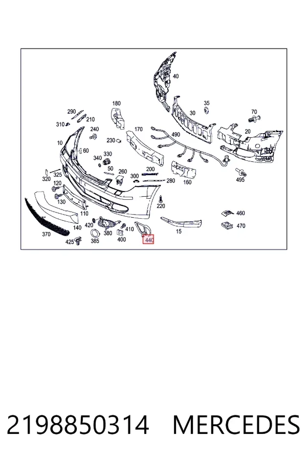 Кріплення бампера Mercedes A2198850314 ціна, від 12.67 USD