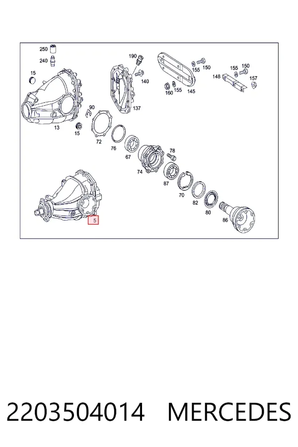Купити A2203504014 Mercedes Редуктор середнього моста (головна передача)