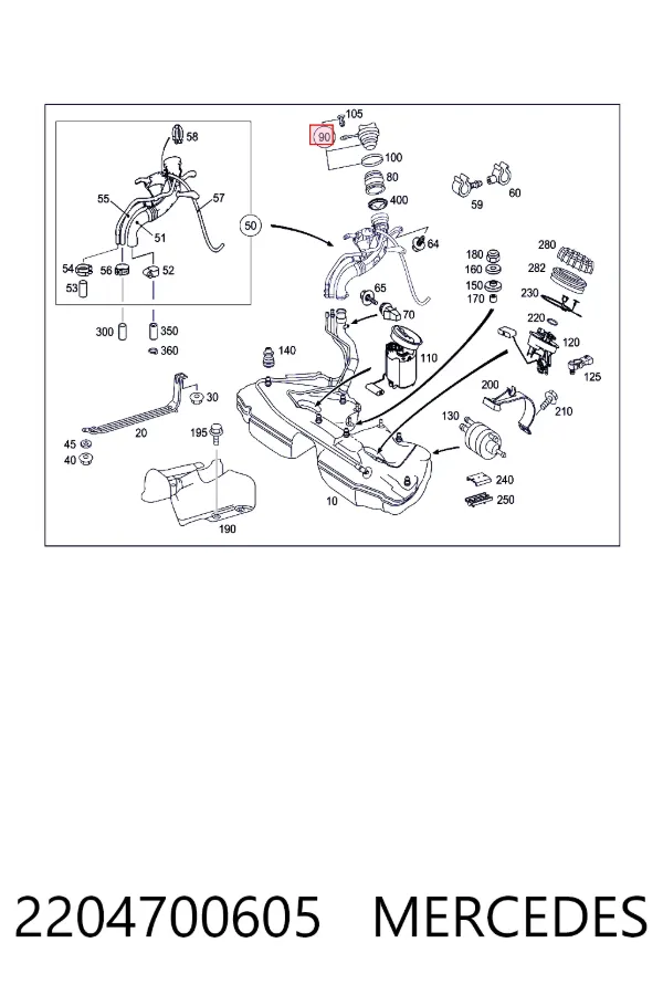 Пробка бензобаку A2204700605 Mercedes