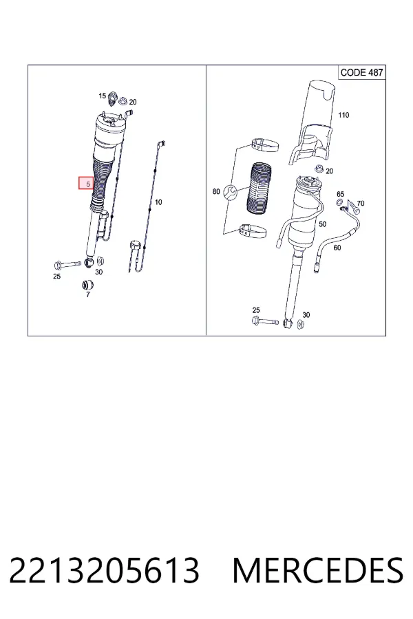 Купити A2213205613 Mercedes Амортизатор задній, правий