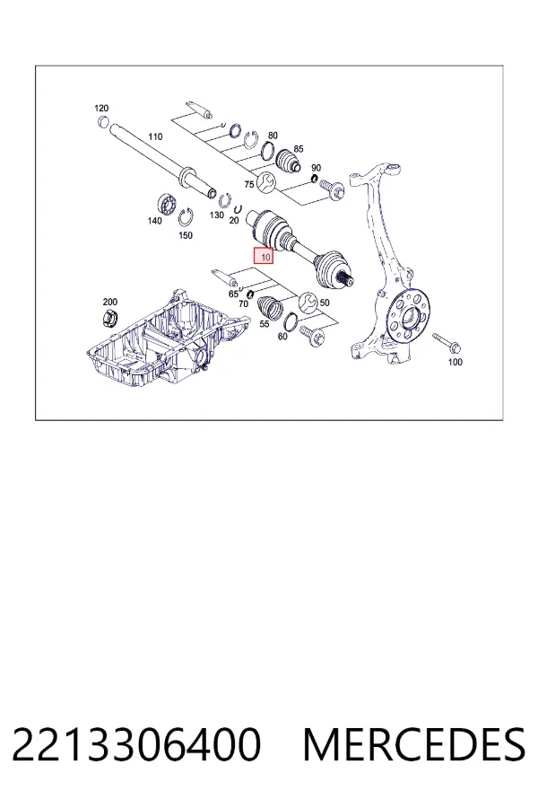 Привід правий Mercedes A2213306400