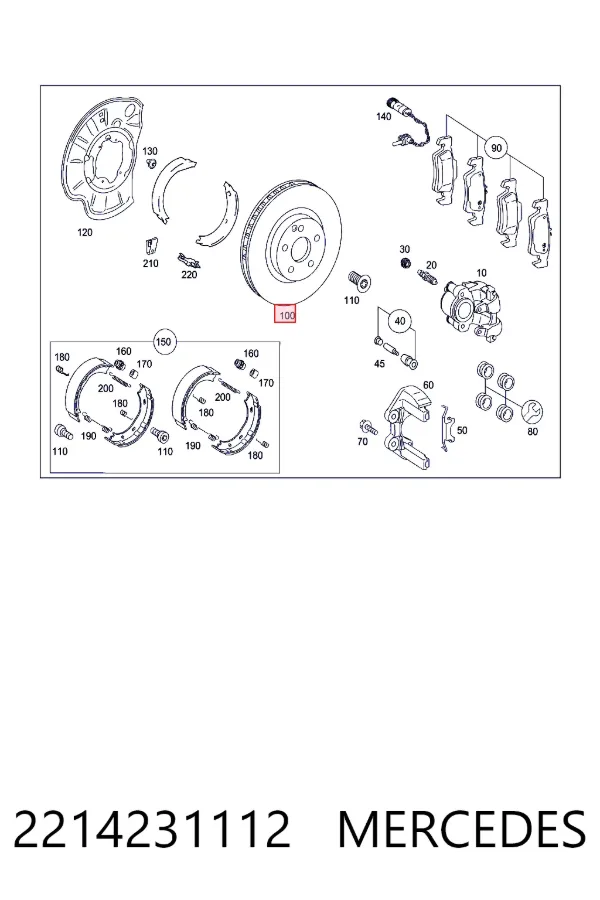 Задні дискові гальма Mercedes A2214231112 ціна, від 58.61 USD