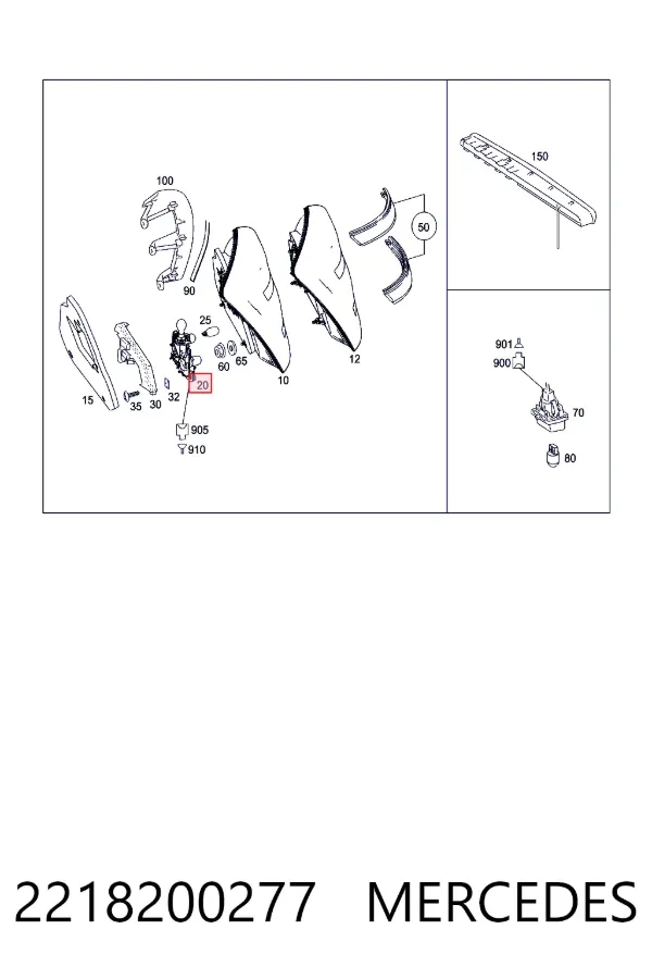 Плата заднього ліхтаря, контактна Mercedes A2218200277
