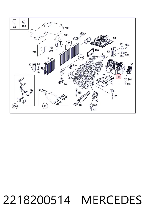 Вентилятора пічки A2218200514 Mercedes