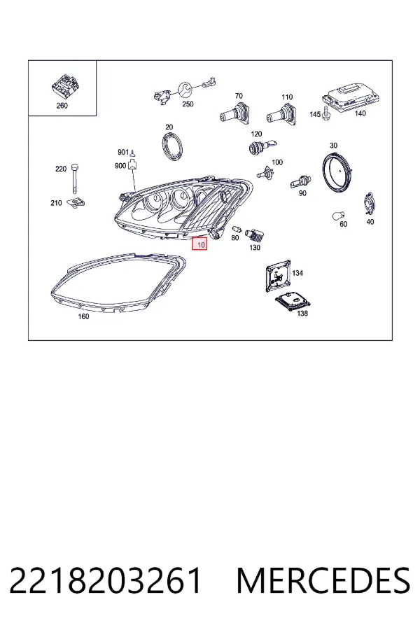 Купити A2218203261 Mercedes Права блок фара