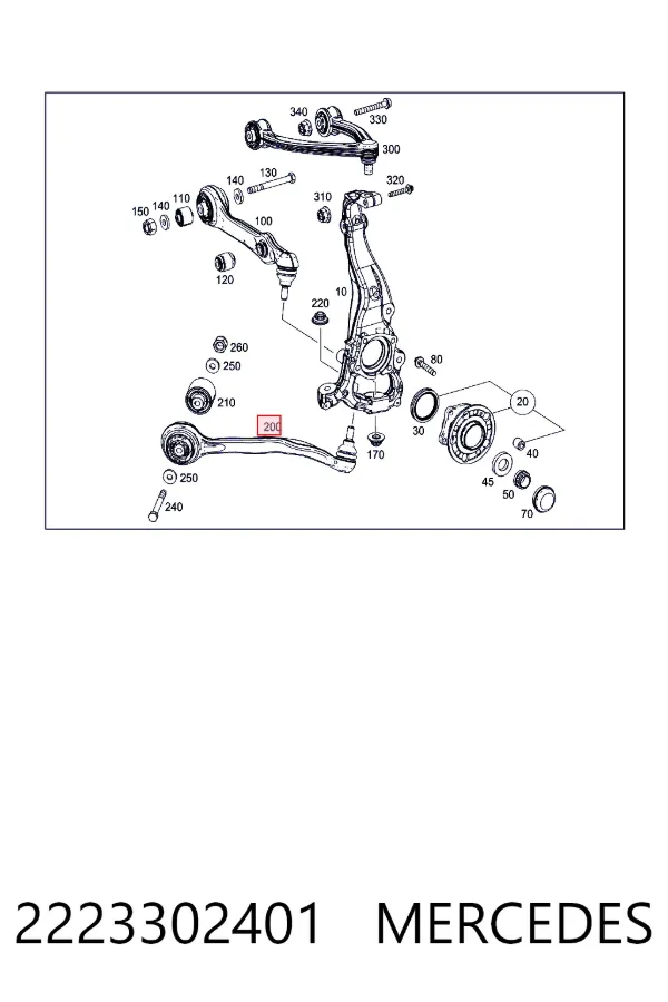 Купити A2223302401 Mercedes Важіль передньої підвіски нижній, правий