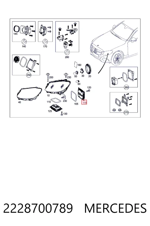 Купити A2228700789 Mercedes Модуль керування (ЕБУ) світлом фар