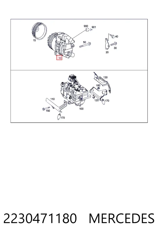 Компресор системи кондиціювання Mercedes A0022304711 ціна, від 182.00 USD