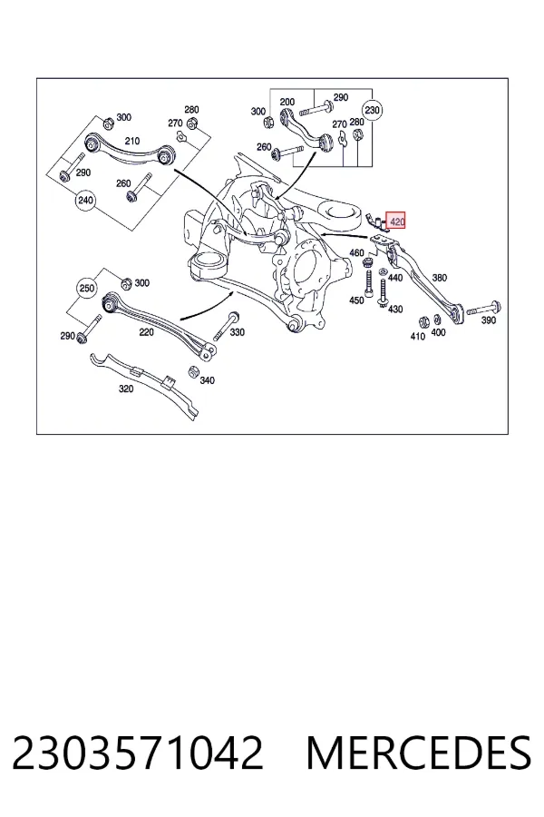 A2303571042 Mercedes Закладна різьбова пластина задньої підвіски (планка під болти)