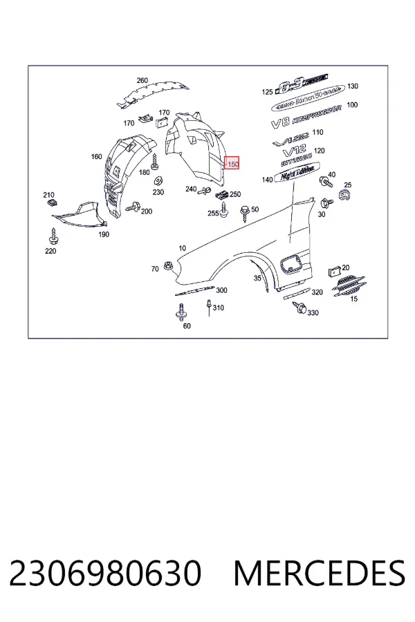  Mercedes A2306980630 ціна, від 57.66 USD