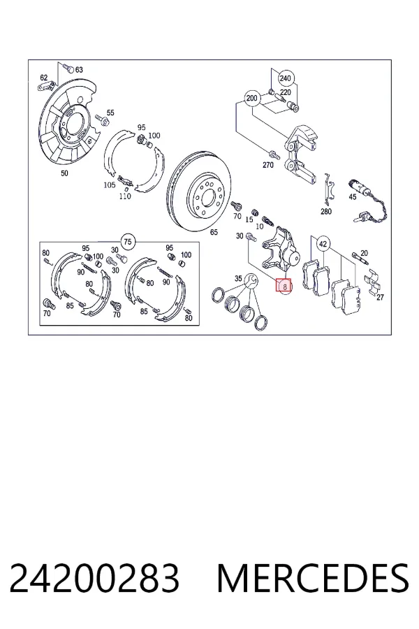 Купити A0024200283 Mercedes Супорт задній правий
