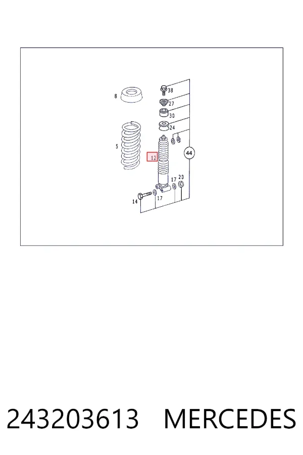 Купити A243203613 Mercedes Стійка амортизатора задня