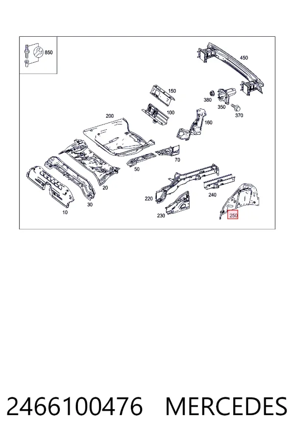 A2466100476 Mercedes Арка крила заднього правого