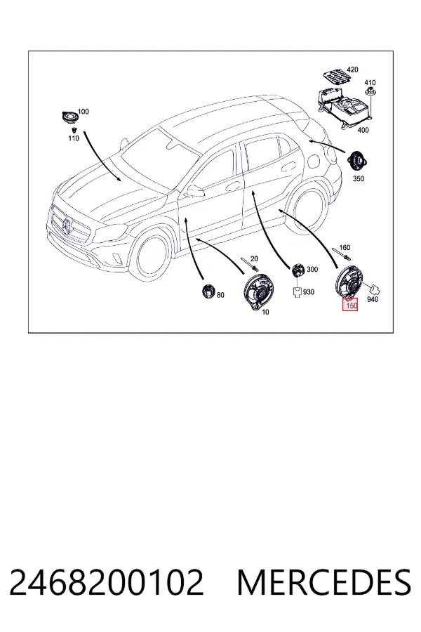 Динамік задньої двері Mercedes A2468200102 ціна, від 36.56 USD