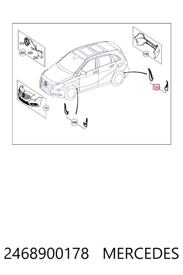 Бризковики задні A2468900178 Mercedes