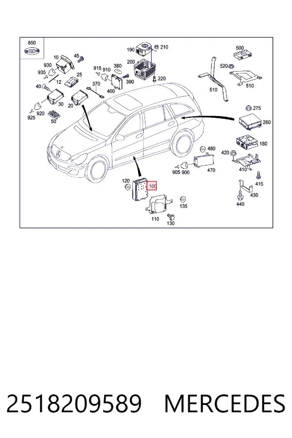 Підсилювач звуку аудіосистеми Mercedes A2518209589 ціна, від 342.06 USD
