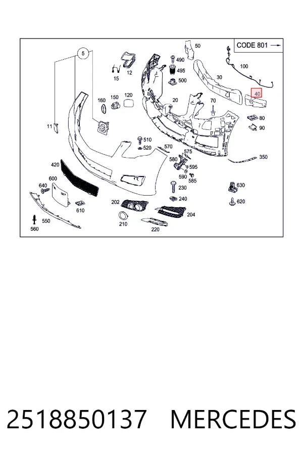 Абсорбер бампера переднього Mercedes A2518850137 ціна, від 25.34 USD