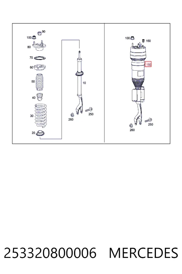 Купити A253320800006 Mercedes Амортизатор передній, правий
