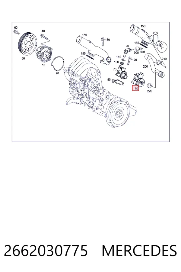 Купити A2662030775 Mercedes Термостат в корпусі