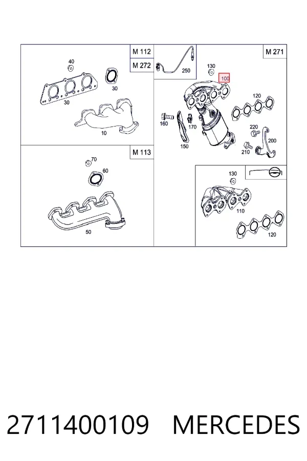 Колектор випускний, правий Mercedes A2711400109 ціна, від 400.76 USD