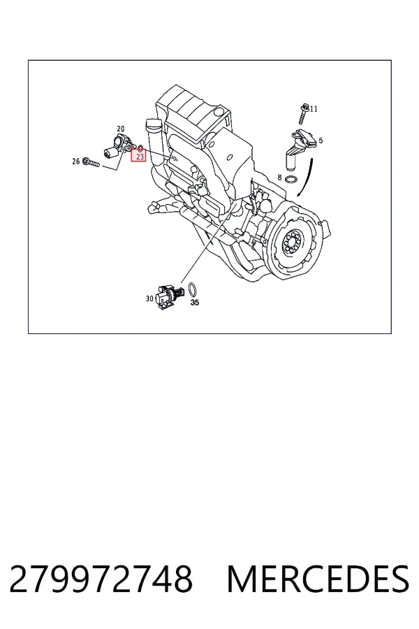 Кільце ущільнювача патрубка интеркуллера A0279972748 Mercedes
