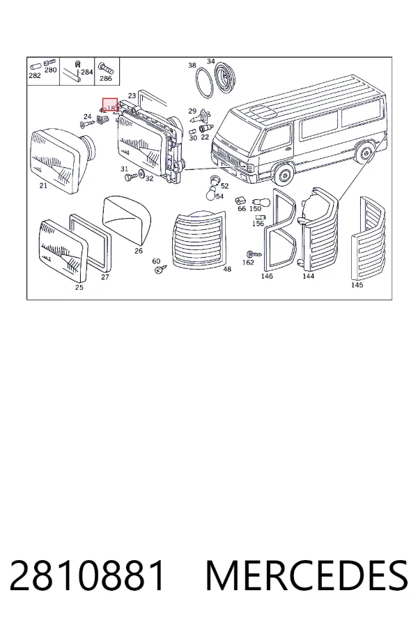 Купити A2810881 Mercedes Права блок фара