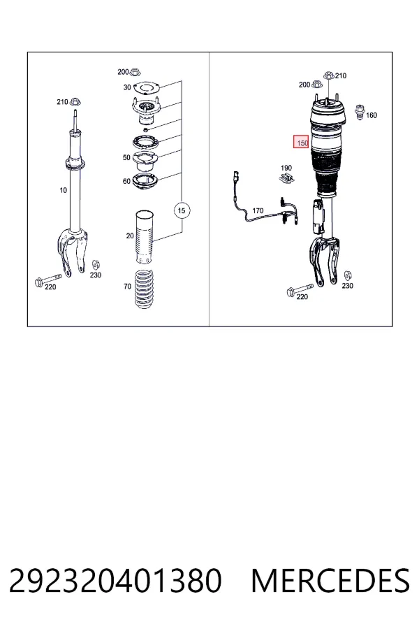 Стійка передня права Mercedes A2923204013