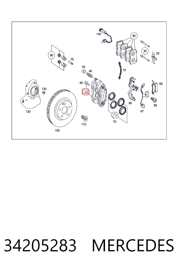 Супорт гальмівний передній правий Mercedes A0034205283 ціна, від 34.17 USD