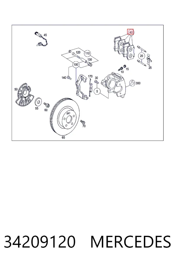 Купити A0034209120 Mercedes Колодки гальмівні передні, дискові
