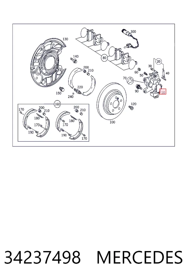 A0034237498 Mercedes Супорт гальмівний задній лівий