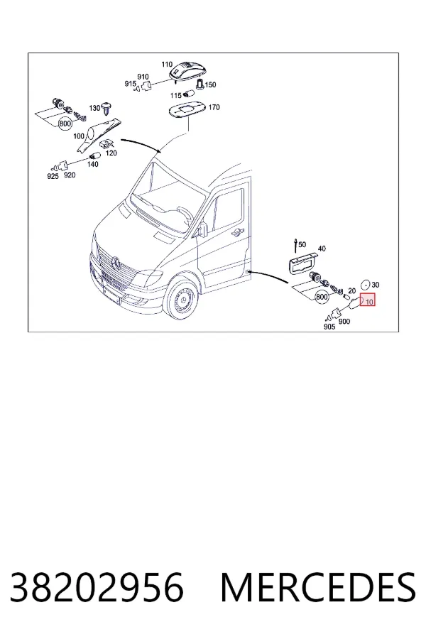 Габарит бічний (фургон) Mercedes A0038202956 ціна, від 4.73 USD