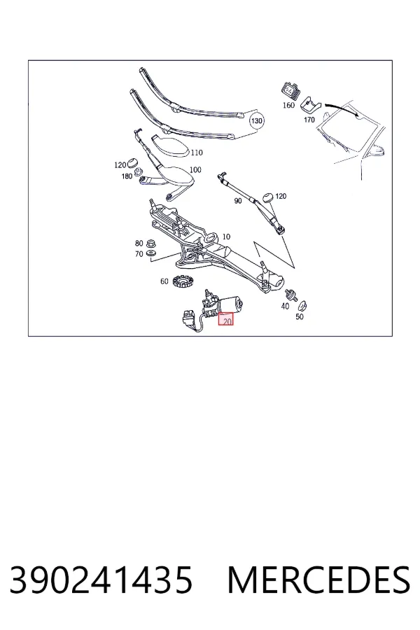 Мотор стеклоочищувача Mercedes A0390241435 ціна, від 31.67 USD