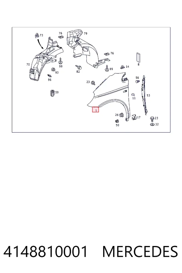Ліве переднє крило Mercedes A4148810001 ціна, від 213.48 USD