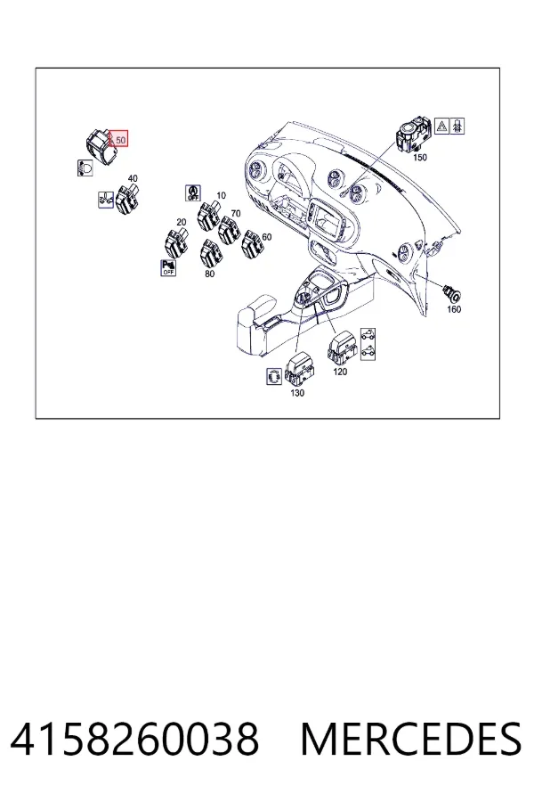 Кнопка коректора фар Mercedes A4158260038 ціна, від  USD