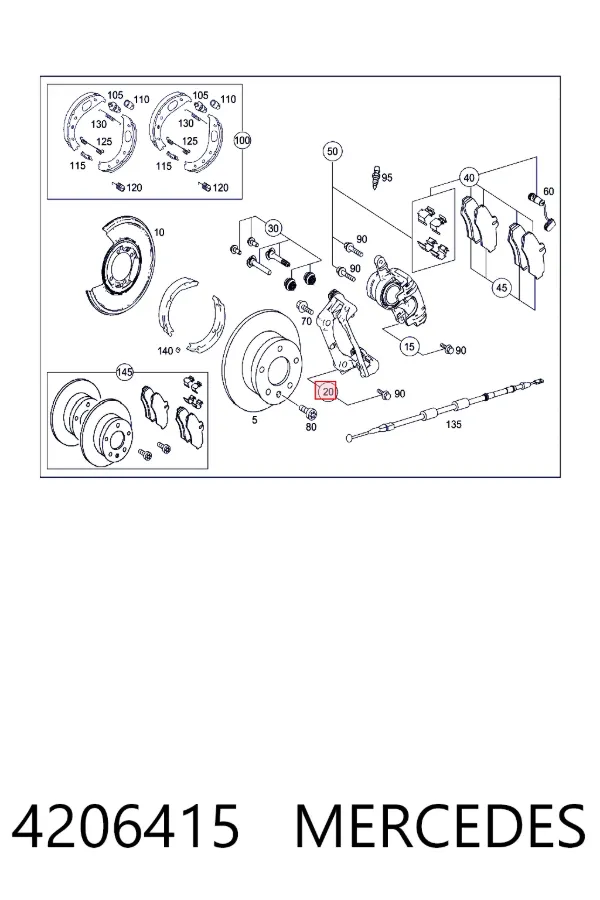 Скоба супорту заднього Mercedes A0004206415 ціна, від 188.44 USD