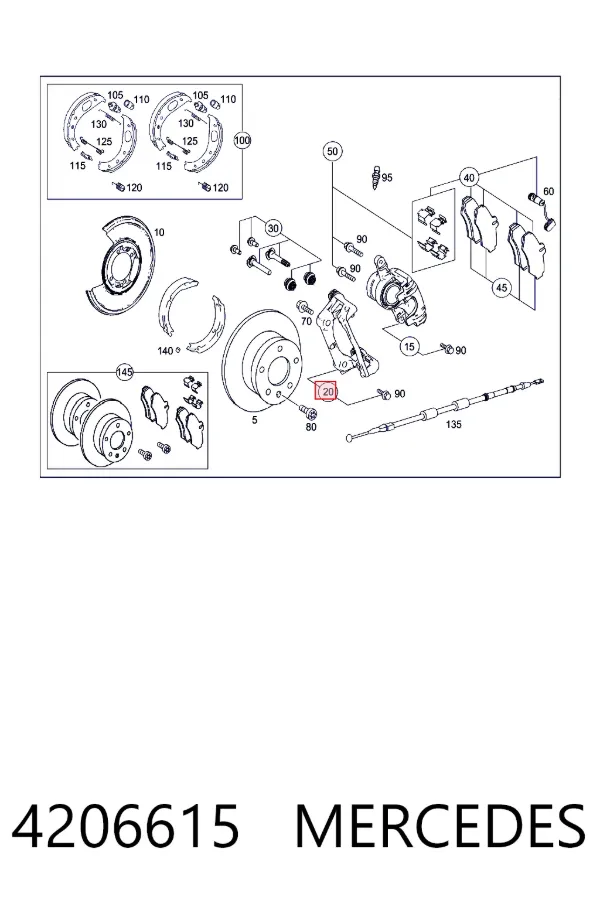 A0004206615 Mercedes Скоба гальмівного заднього супорта