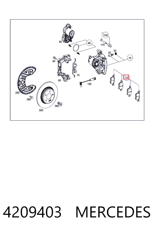 Задні дискові колодки Mercedes A0004209403