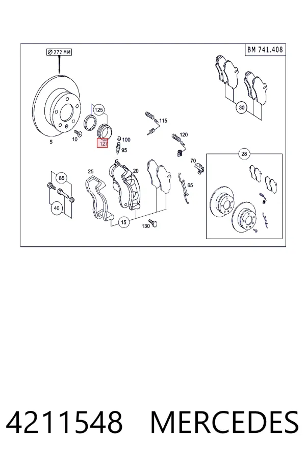Купити A0004211548 Mercedes Супорт гальмівного, заднього