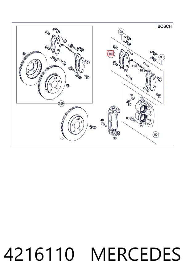 Передні тормозні колодки 4216110 Mercedes