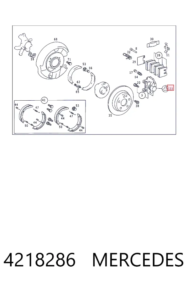Ремкомплект супорту гальмівного заднього Mercedes A0004218286 ціна, від 5.58 USD