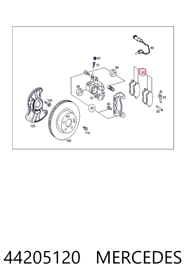 Купити A0044205120 Mercedes Колодки гальмівні передні, дискові